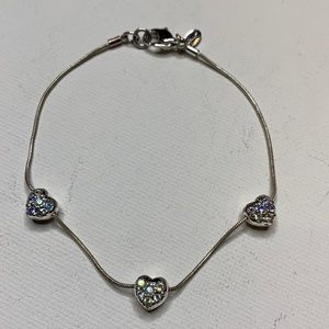 Signed Monet triple heart rhinestone bracelet